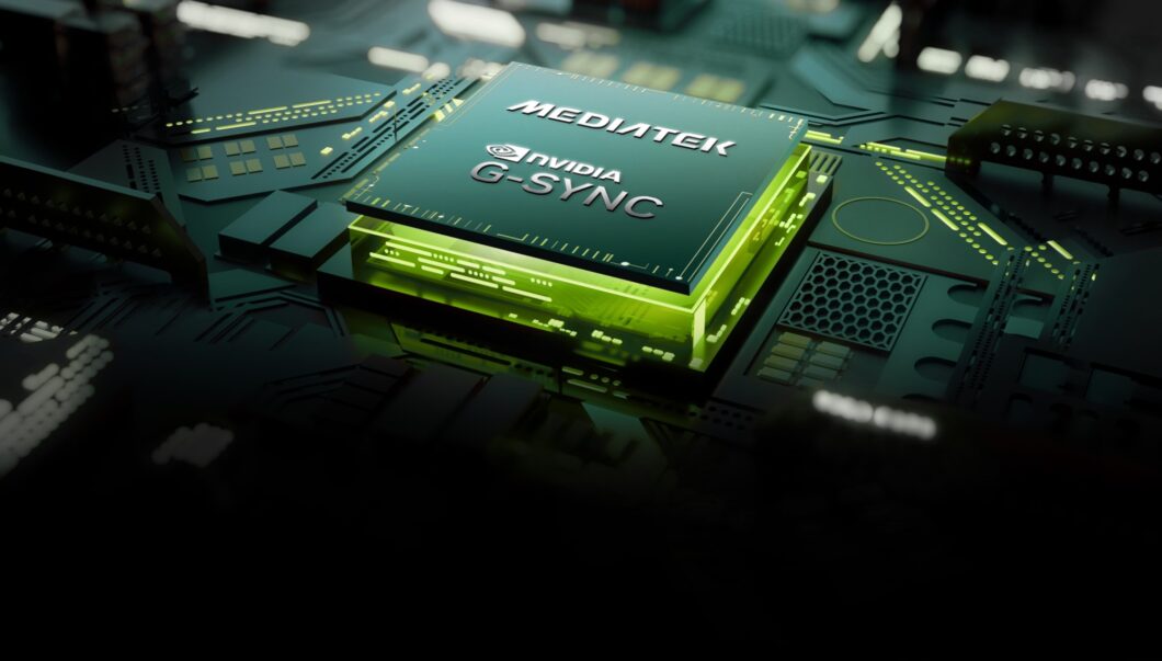 Chip com os dizeres Nvidia, MediaTek e G-Sync