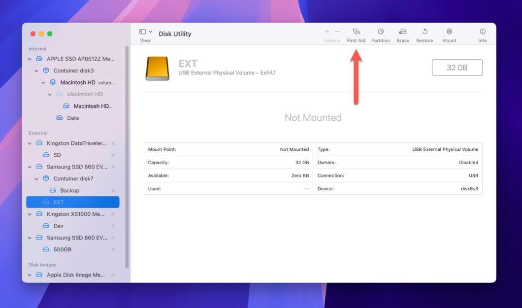 Usando o Utilitário de Disco no Mac