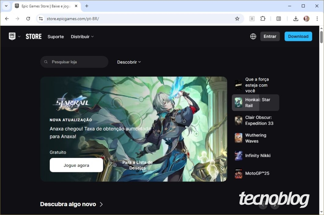 Epic Games Store no navegador