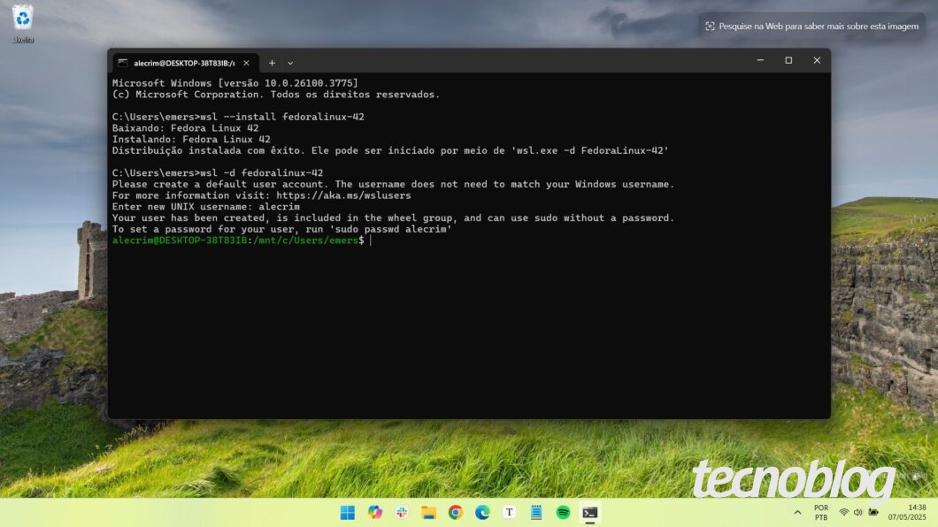 Instalação do Fedora 42 no WSL para Windows 11