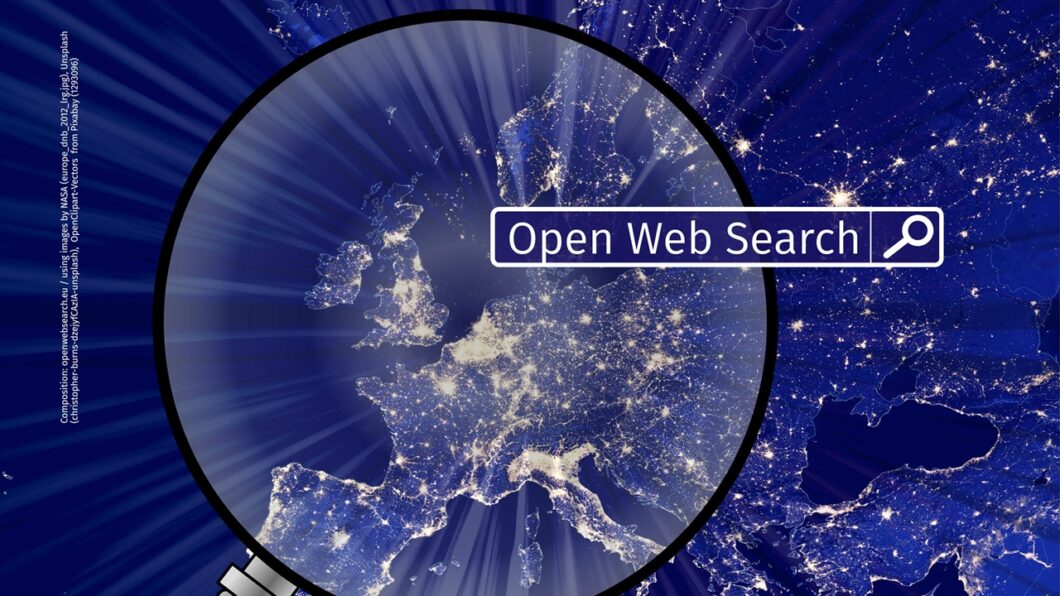 Ilustração com um campo de busca e os dizeres "Open Web Search"