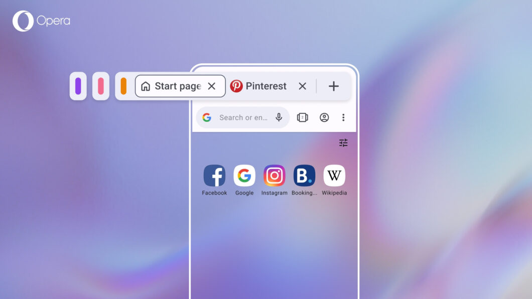 Ilustração de celular com o Opera para Android aberto