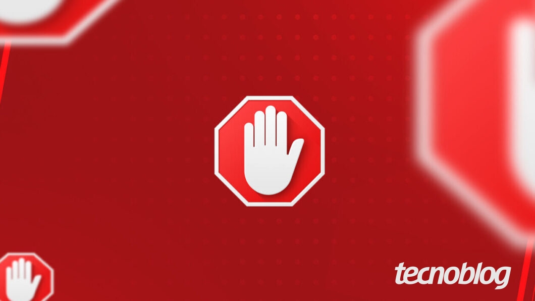 Ilustração com marca de aplicativo de adblock