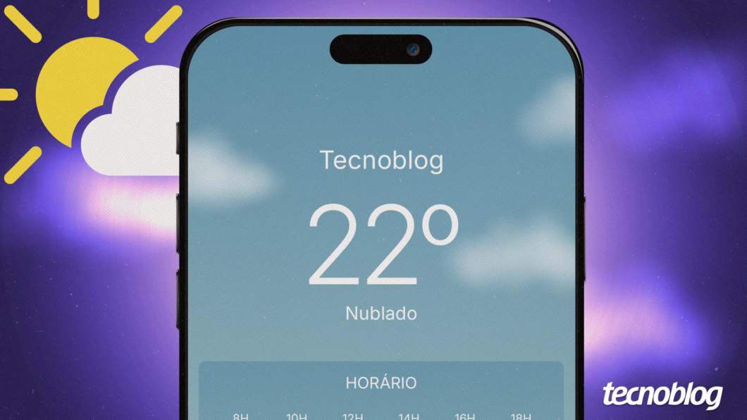 ilustração de um celular mostrando a previsão do tempo