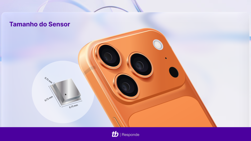 infográfico com um comparativo do tamanho de sensor barômetro com um smartphone