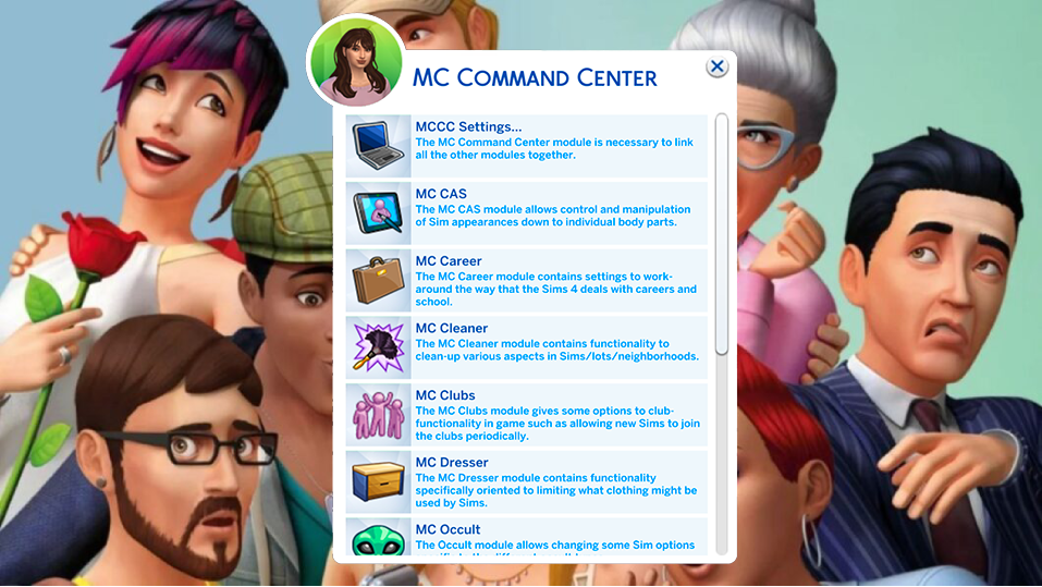Ilustração do mod MC Command Center para The Sims 4