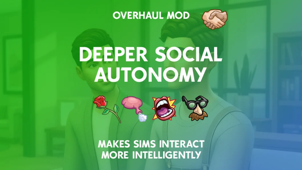Ilustração do mod Deeper Social Autonomy para The Sims 4