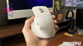 Logitech MX Master 3s tem sensibilidade até 8.000 DPI, design ergonômico e botões personalizáveis para produtividade; preço cai mais de cem reais em promoção
