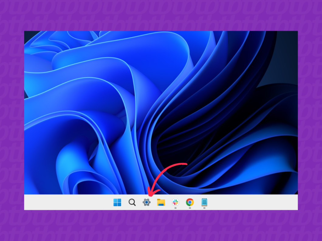 Seta vermelha apontando para o ícone do Windows na barra de tarefas (menu Iniciar)