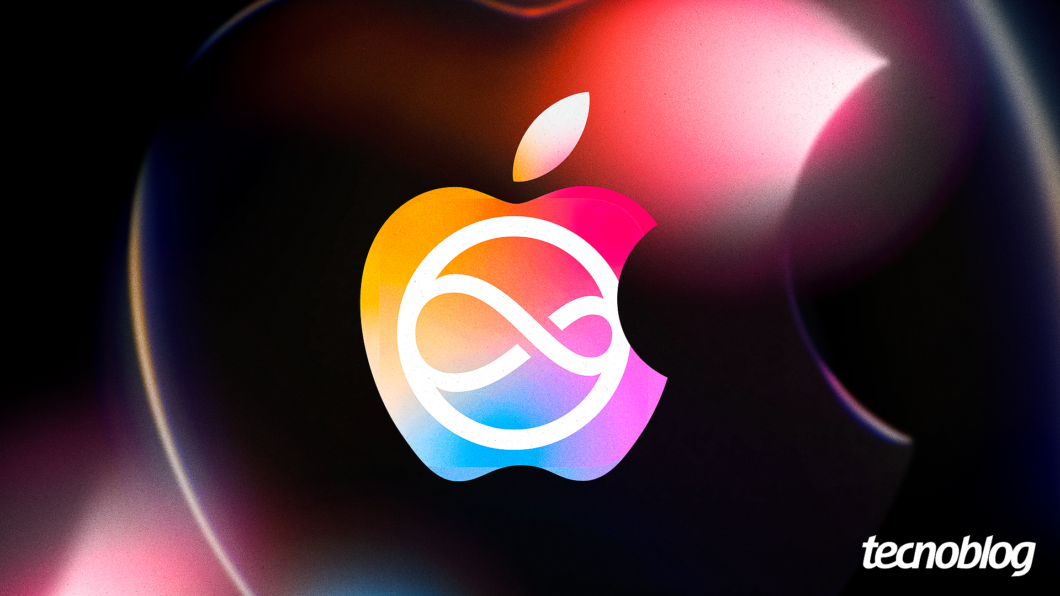 Logotipo da Apple com o possível novo símbolo da Siri