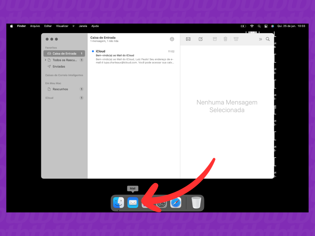 Abrindo o app Mail do Mac para acessar a caixa de entrada do iCloud Mail