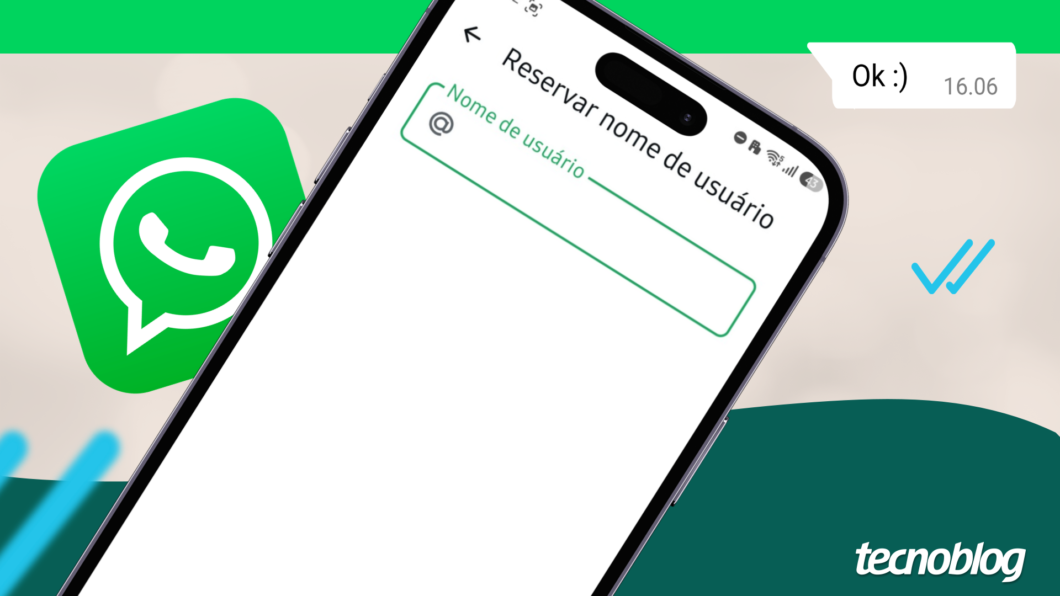 WhatsApp exibindo a opção “Reservar nome de usuário” para criar e reservar um username com sucesso
