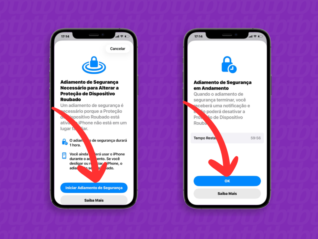 Iniciando o “Adiamento de Segurança” para desativar completamente a Proteção de Dispositivo Roubado no iPhone