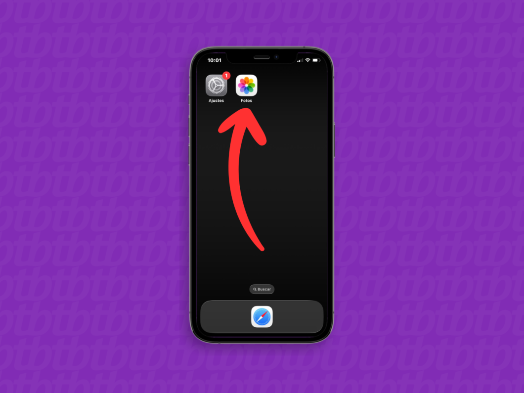 Abrindo o app Fotos no iPhone para acessar a fototeca e restaurar mídias do iCloud