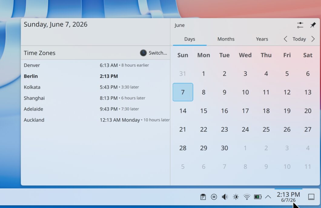 Fusos horários diferentes no KDE Plasma 6.7