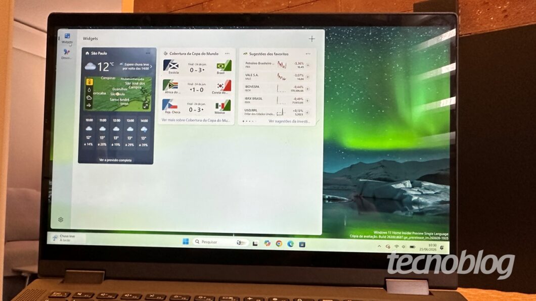Novo painel de widgets do Windows 11