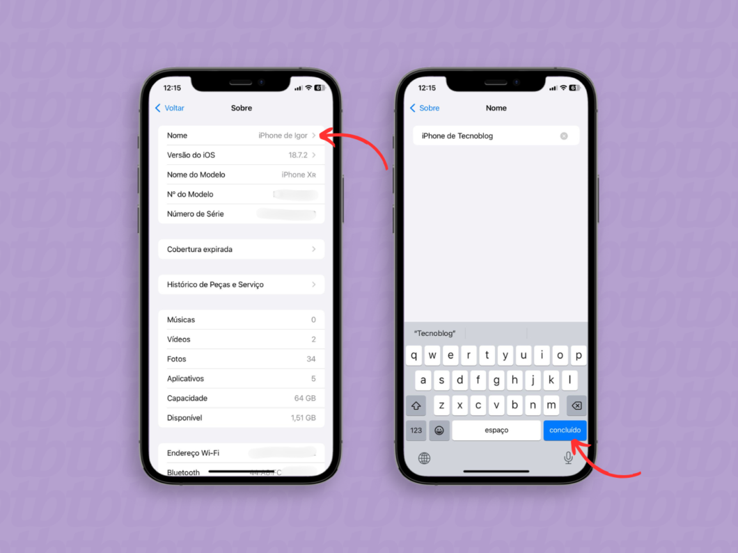 Alterando o nome do iPhone