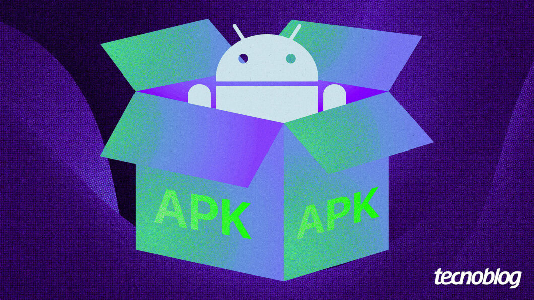 Ilustração que representa o formato APK “empacotando” os arquivos essenciais para instalar um app no Android