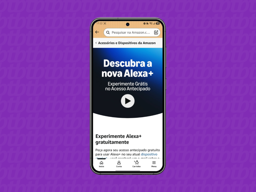 Acessando a página oficial da Alexa+ na Amazon, para solicitar o acesso antecipado da Alexa Plus