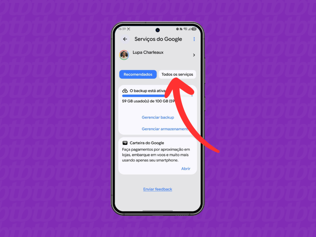 Toque em “Todos os serviços” na tela “Serviços do Google” para ver mais opções de configuração