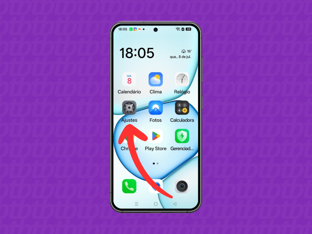 Abrindo o app “Ajustes” no celular Realme