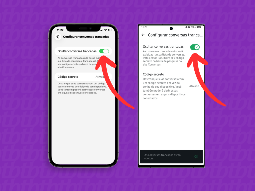 Desativar “Ocultar conversas trancadas” no WhatsApp para exibir as conversas ocultas