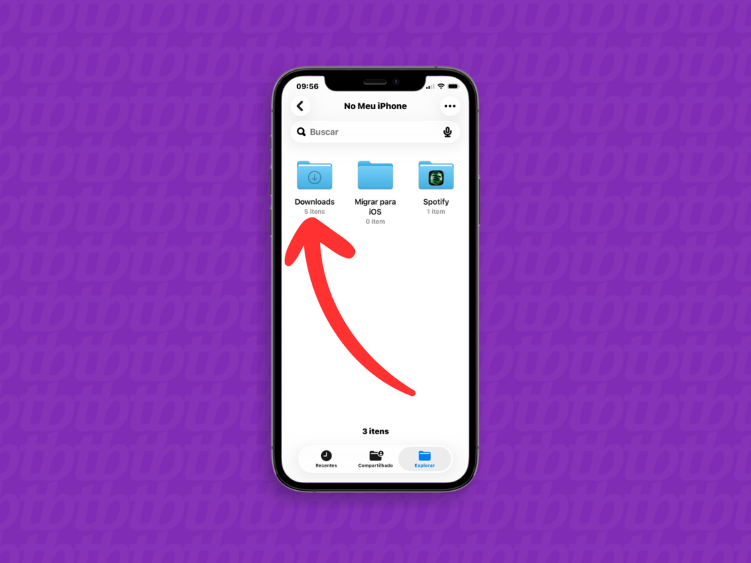 Abrindo a pasta “Downloads” no iPhone (para localizar arquivos de música baixados)