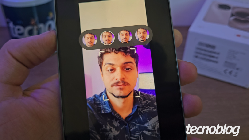 Recurso “Melhor Expressão” do Huawei Nova 15 Max alterando o rosto de uma pessoa na foto