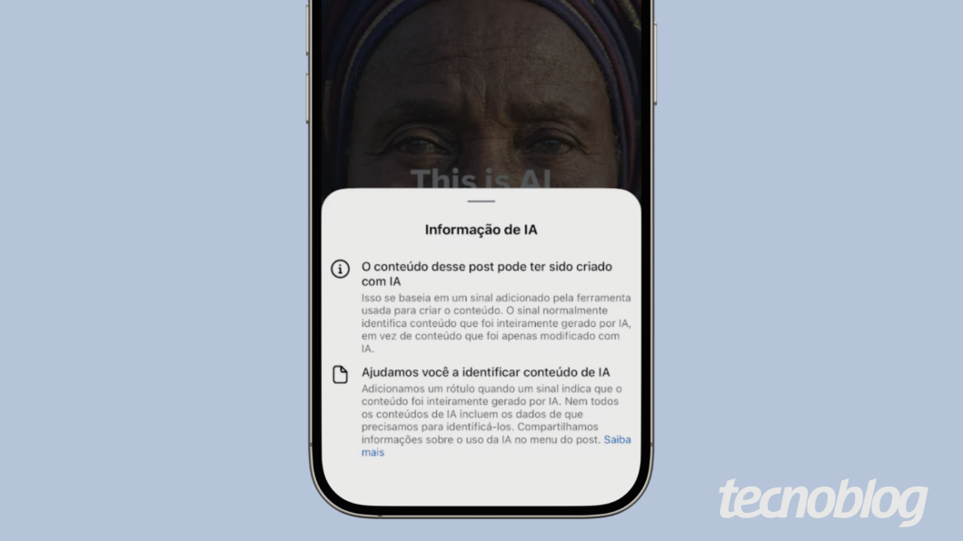 captura de tela das informações de IA no Instagram