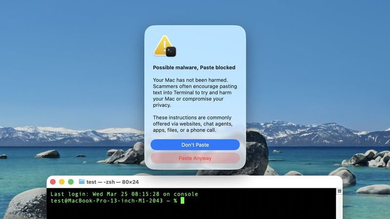 Captura de tela mostra um aviso no macOS sobre um possível malware