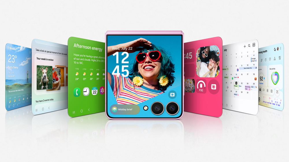 Arte demonstrando novas funcionalidades para a tela externa do Galaxy Z Flip 8