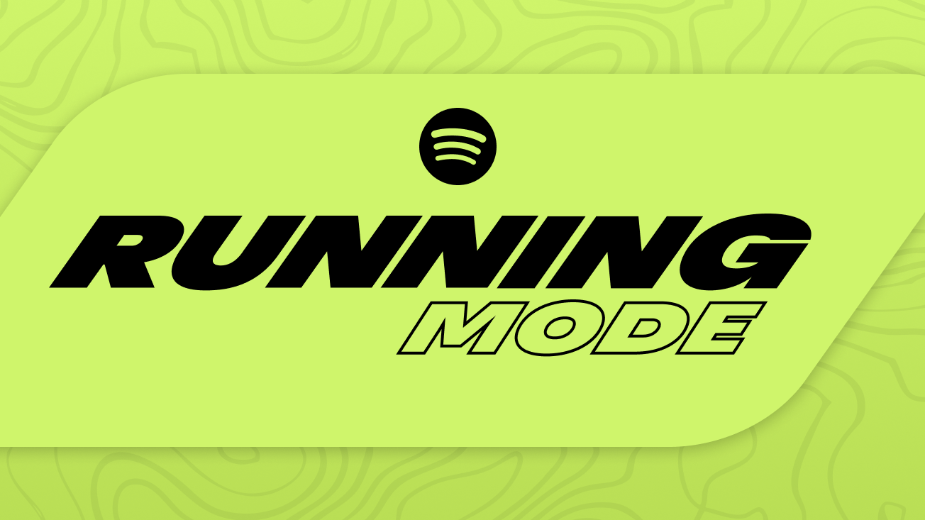 Imagem de divulgação mostra o logo do Spotify e, abaixo, os escritos Running Mode. O fundo é verde
