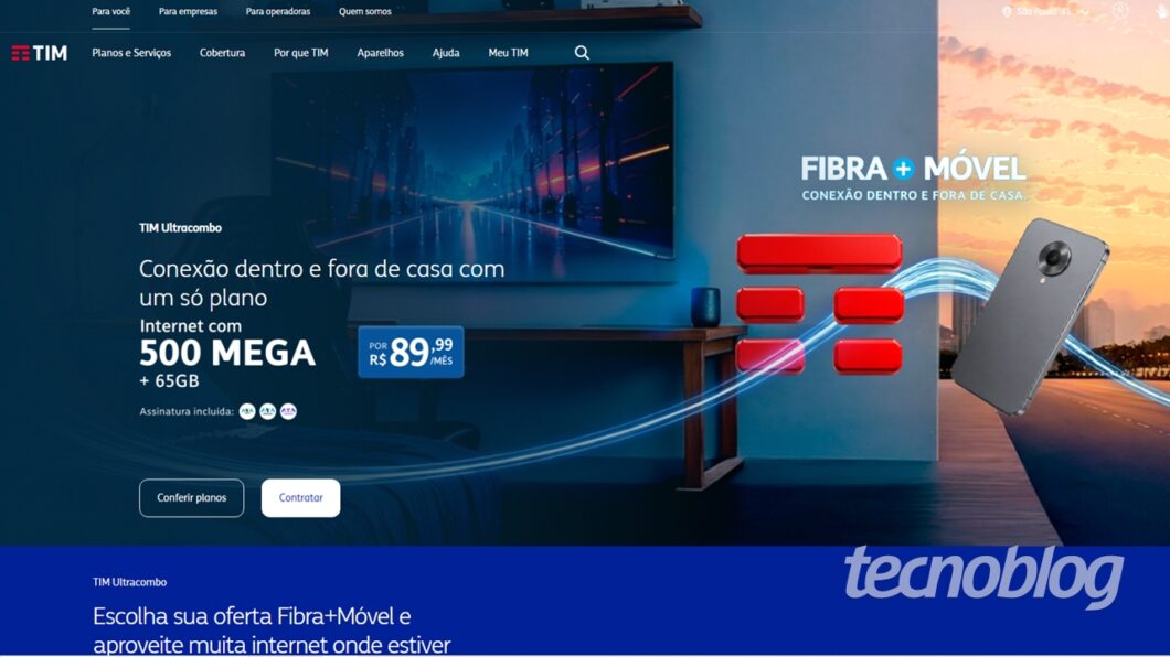 Em São Paulo, TIM Ultracombo começa em R$ 89,99 por mês 