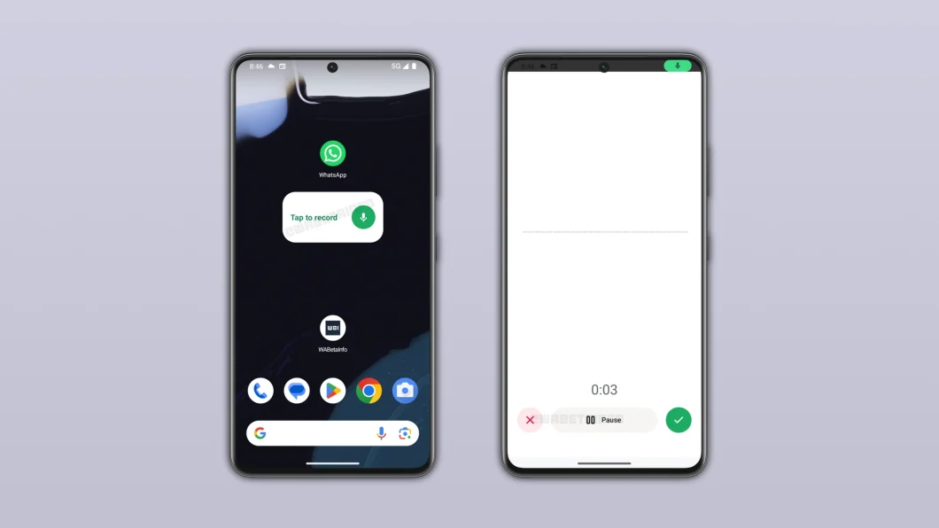 capturas da tela inicial de um smartphone mostrando o widget do whatsapp no centro