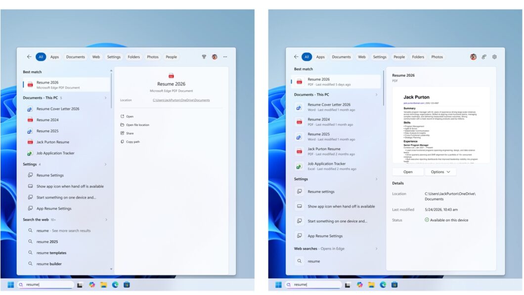 A busca do Windows 11 exibirá informações mais úteis sobre um arquivo
