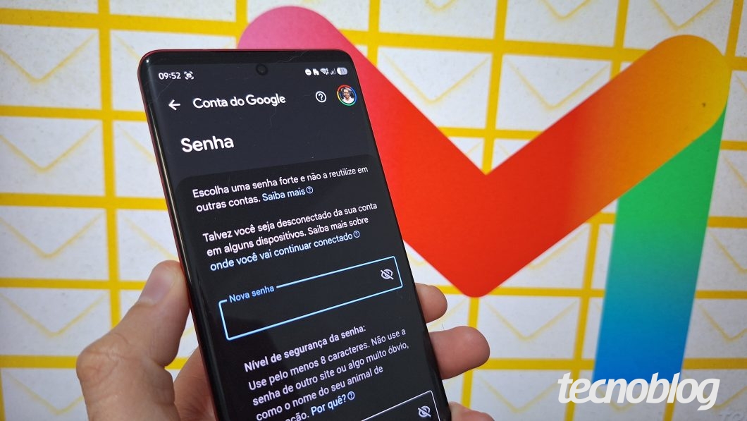 Como as principais formas de mudar a senha do e-mail do Google (tela do celular)