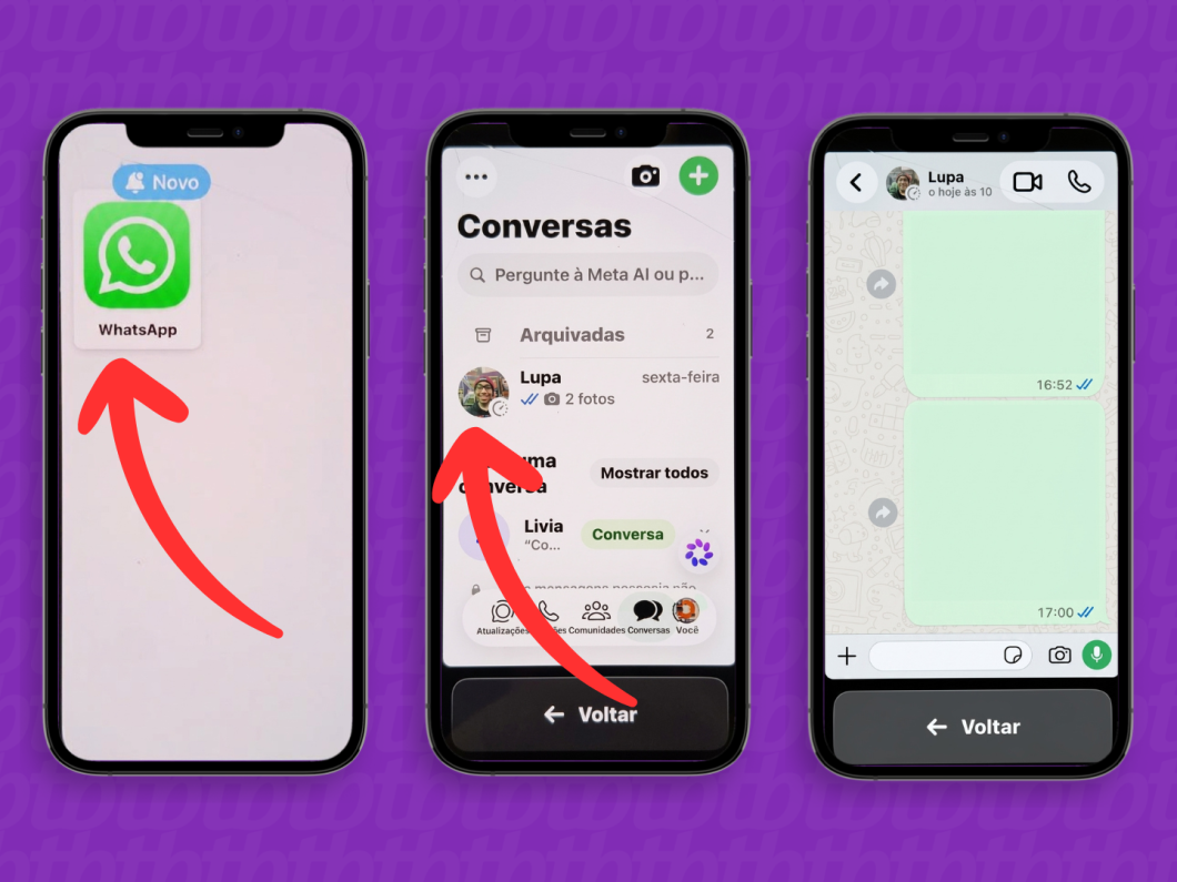 Conversa no WhatsApp acessada no iPhone em modo de Acesso Assistido (tela “Conversas” e chat)