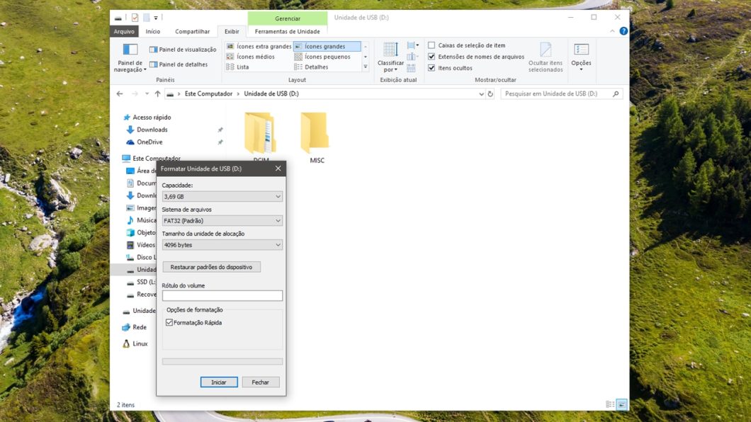 Formatando o cartão SD no Windows