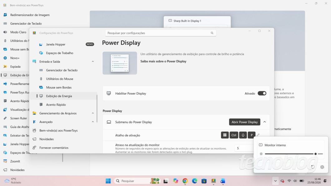 O recurso Power Display do PowerToys 0.101 