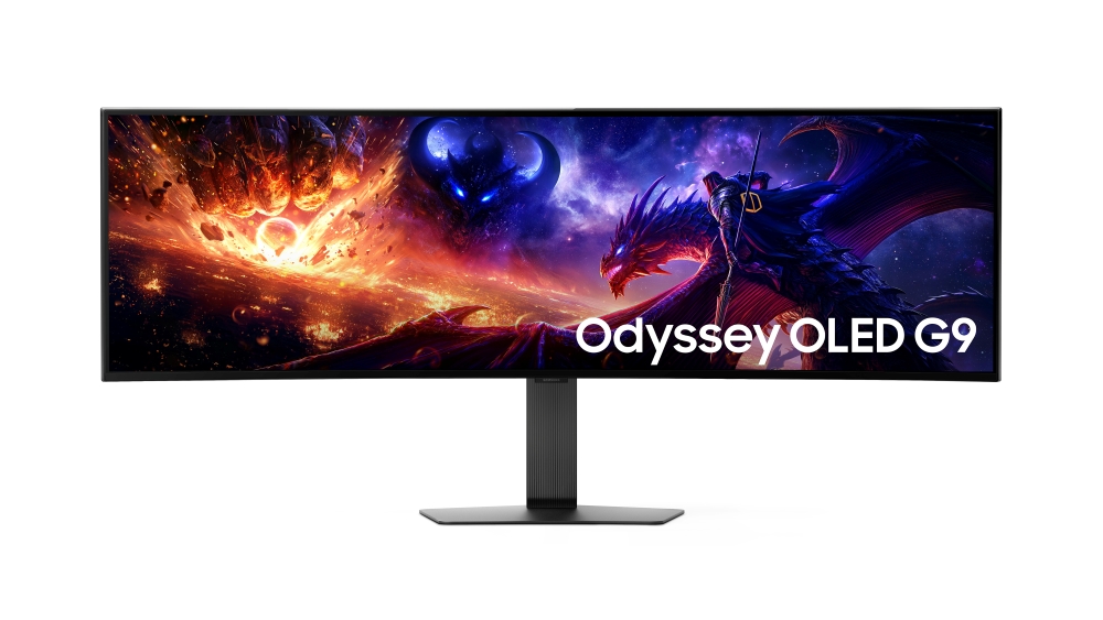imagem de um Odissey OLED G9 em um fundo de cor branca