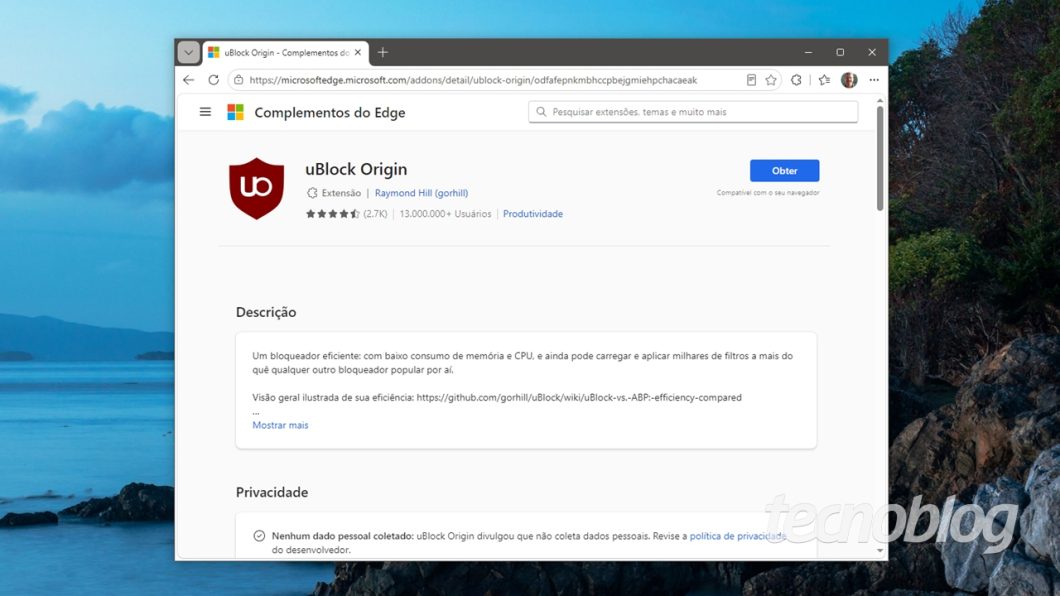 uBlock Origin para Microsoft Edge