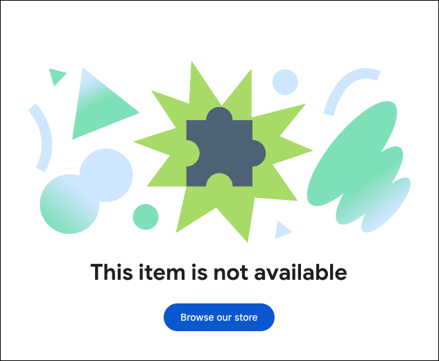 Captura de tela mostra uma extensão não disponível na Chrome Web Store