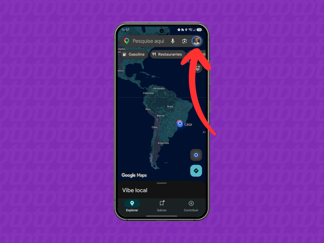 Abrindo o menu principal do Google Maps para acessar o recurso “Compartilhar local”