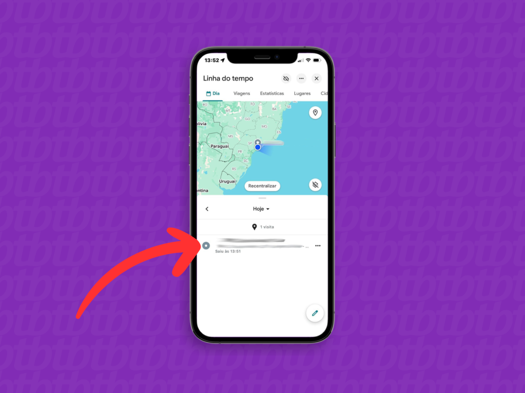 Verificando no Google Maps a última localização registrada do iPhone na linha do tempo