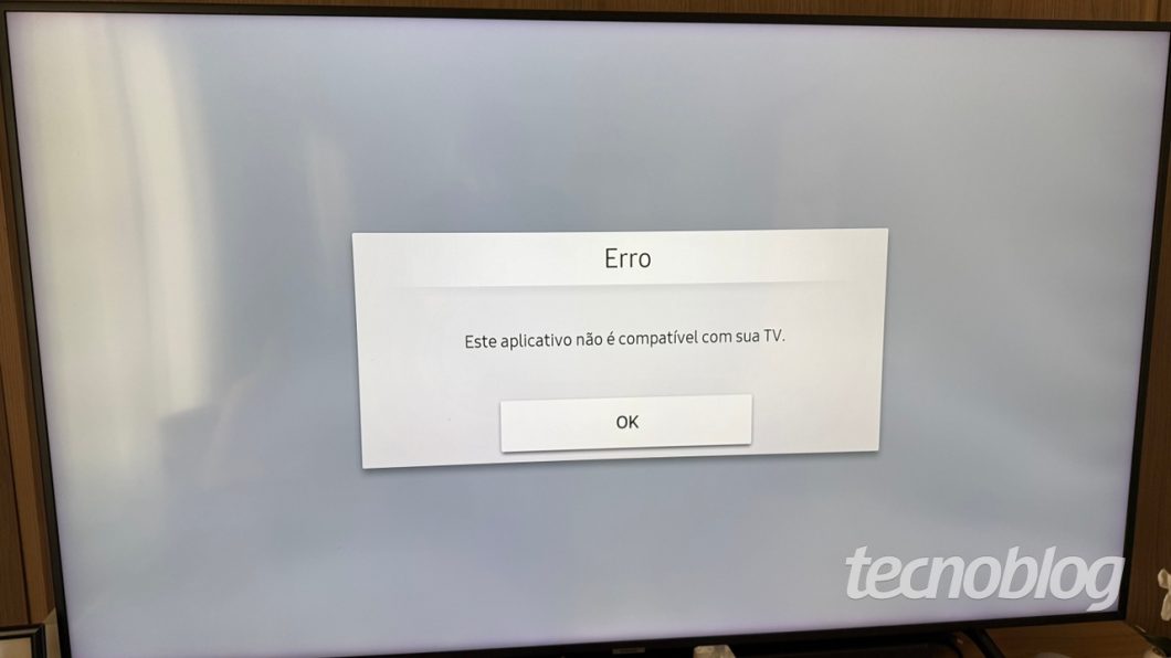 Erro do Disney+ em uma TV Samsung RU7100