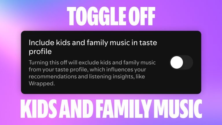 captura de tela da opção para músicas familiares