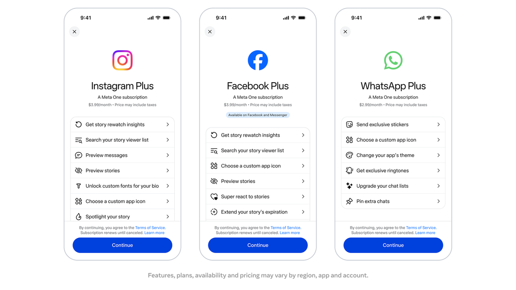 Imagem promocional mostra as ofertass do Instagram, Facebook e WhatsApp Plus
