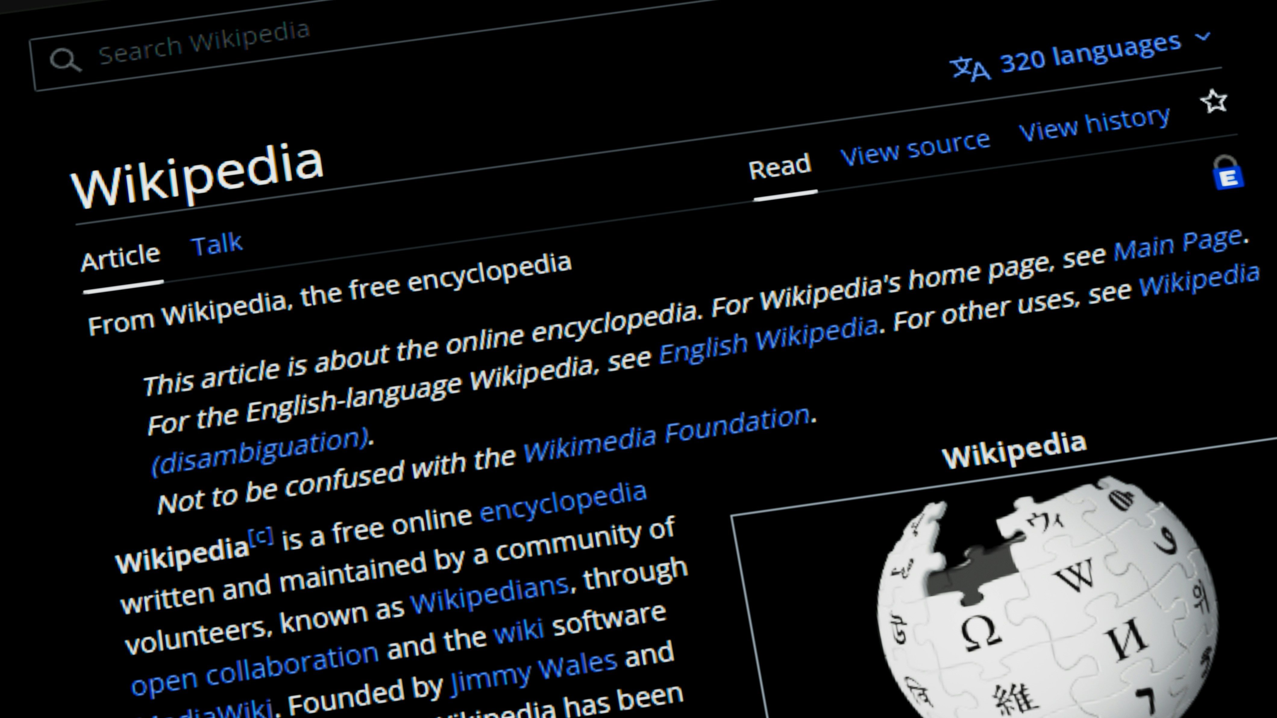 Foto do artigo da Wikipédia na Wikipédia