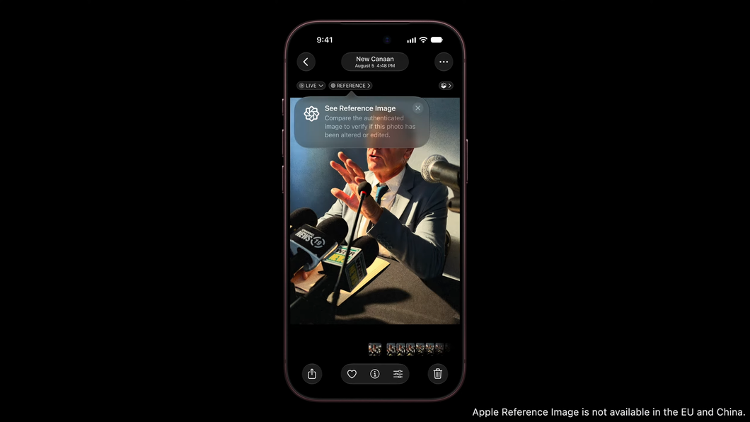 Foto em um iPhone 18 Pro, com o recurso Apple Reference Image habilitado