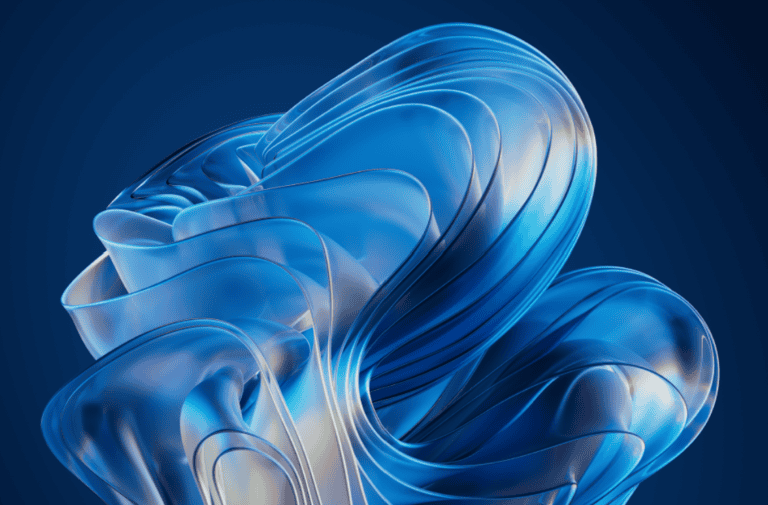 Ilustração abstrata em tons de azul do “Project Zenith”, nova versão do Windows 11 otimizada para desenvolvedores